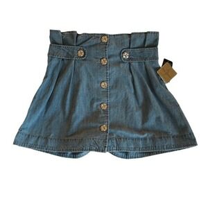 Y2K Baby Phat Paperbag Denim Skirt with Silver‎ Embellished Buttons Size 11 Jrs